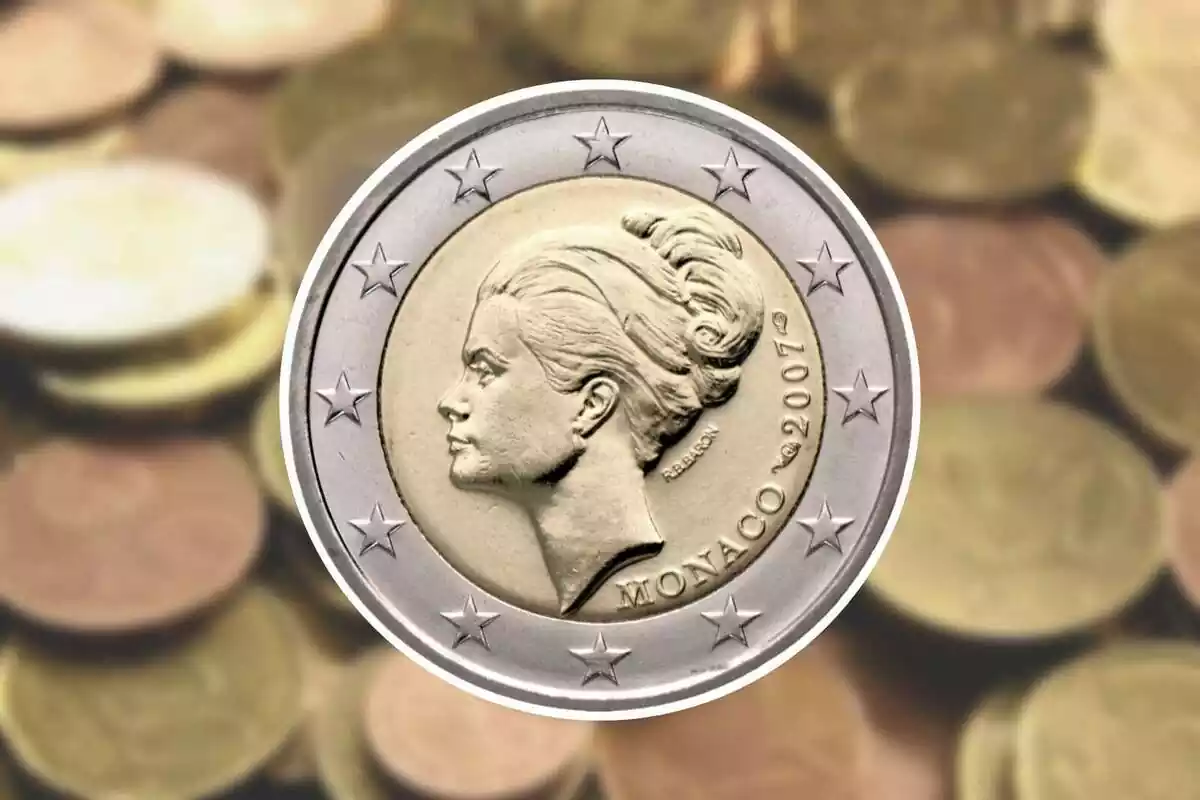 2-euromynt med Grace Kellys porträtt