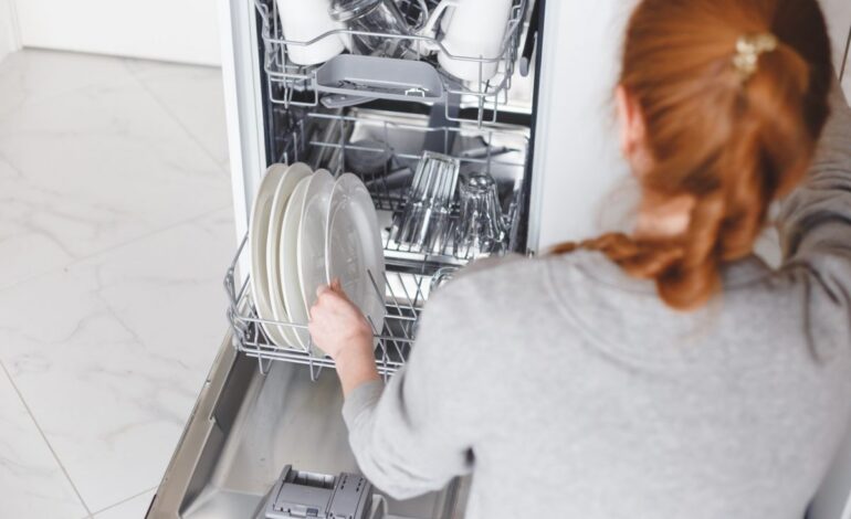 tar en tallrik ur diskmaskinen