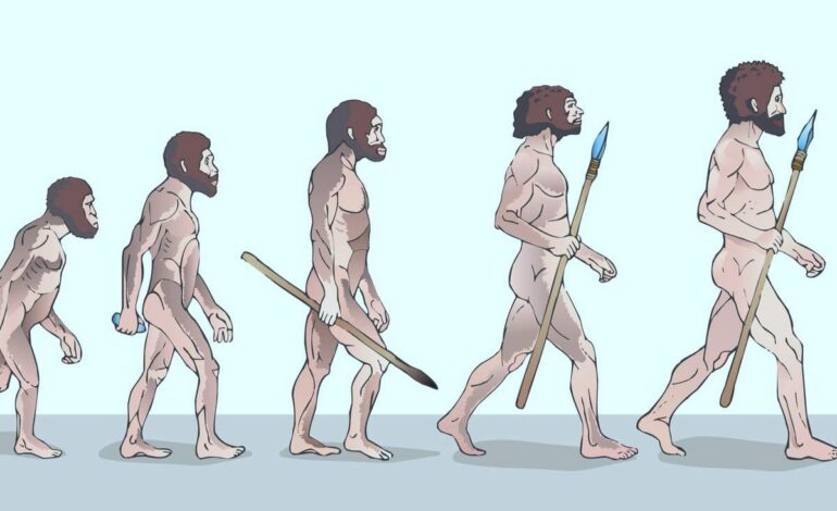 Flera personer som skildrar mänsklighetens utveckling